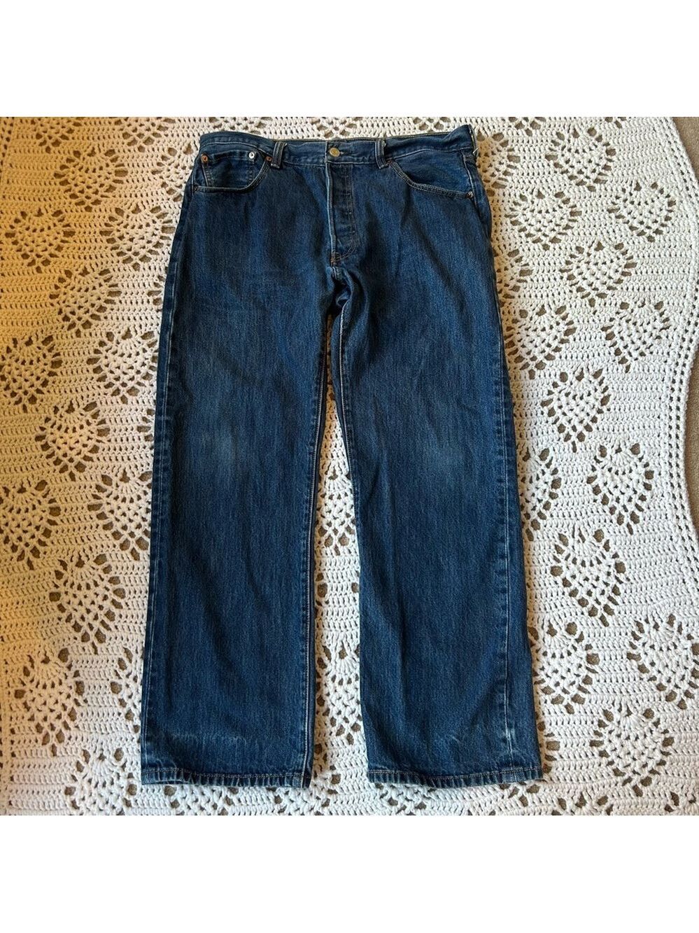 Levis 501 Jeans Men 36x29 Blue Straight Leg Button Fly Red Tab Original Fit Dark